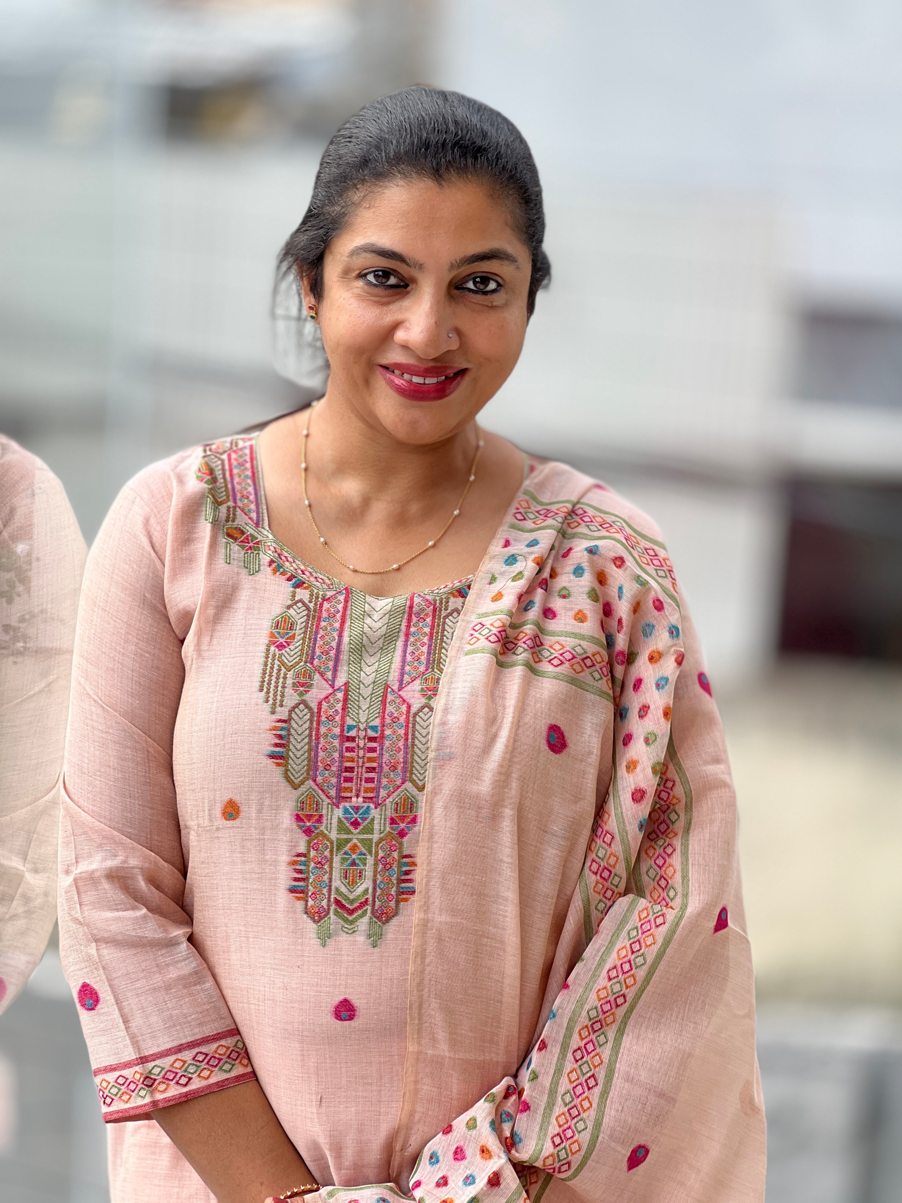 Jamdani Weaved Chanderi Kurta Set | SSN527