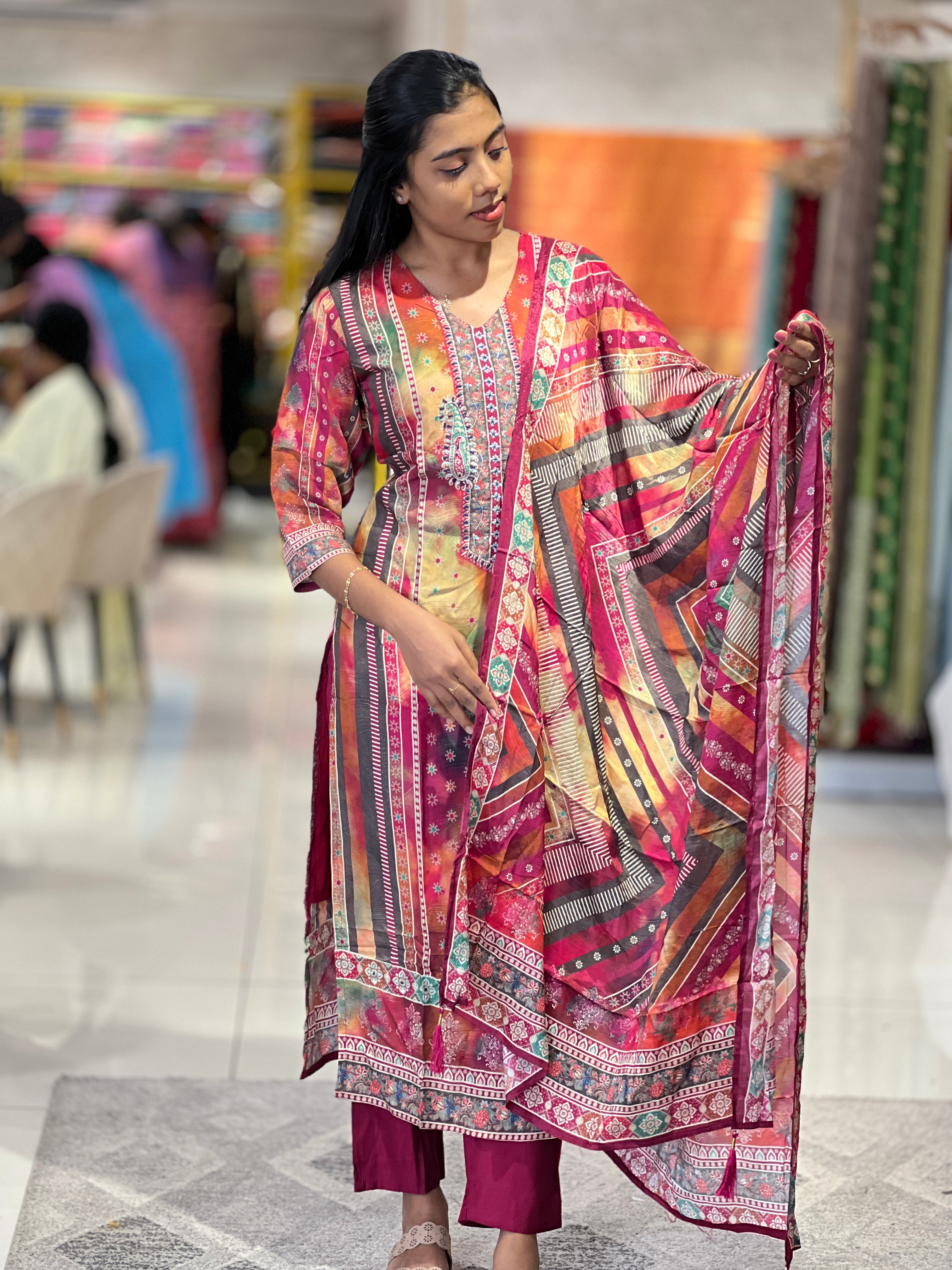 Digital Printed Muslin Finish Kurta Set | NEF108