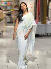 Floral Digital Print Detailed Linen Saree | MR403