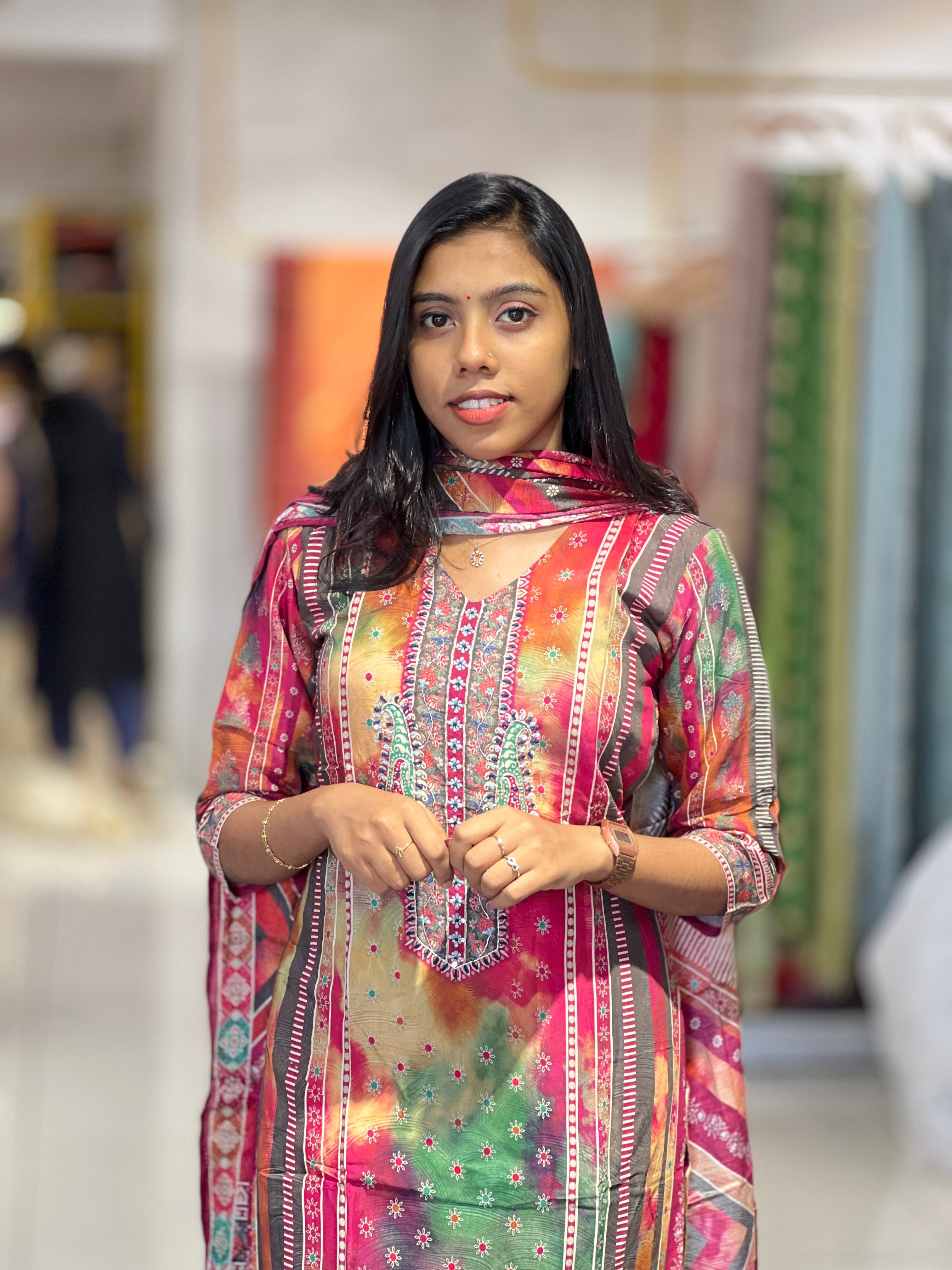 Digital Printed Muslin Finish Kurta Set | NEF108