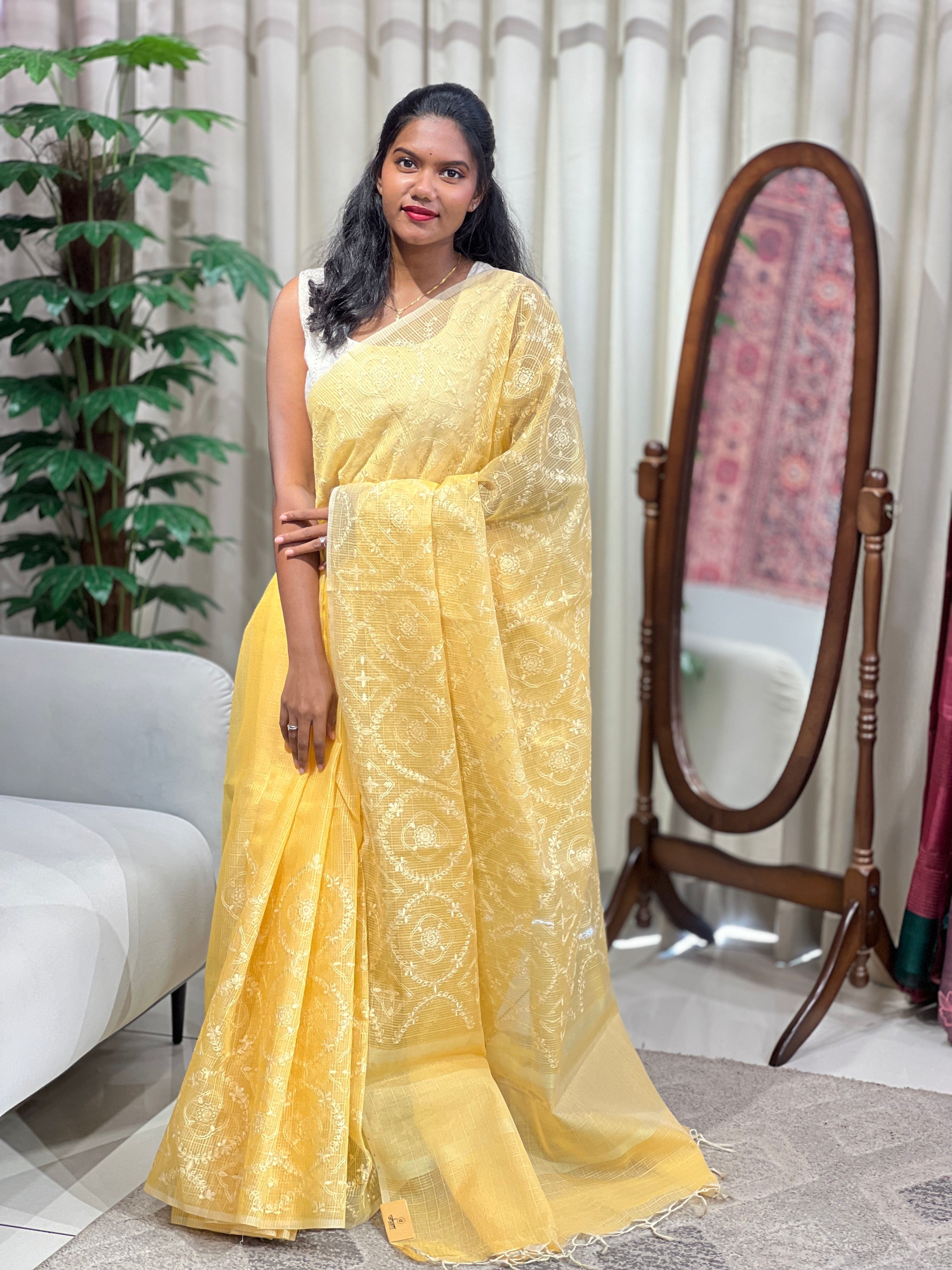 Machine Embroidery Silky Kota Saree | PKS193