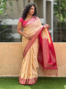 Geometrical Weaving Border Semi Silk Saree | SKT107