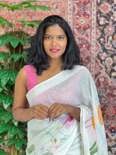 Floral Digital Print Detailed Linen Saree | MR402