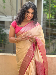 Geometrical Weaving Border Semi Silk Saree | SKT107