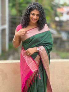 Geometrical Weaving Border Semi Silk Saree | SKT109