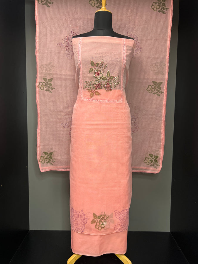 Floral Print With Embroidery Detailed Kota Salwar Set | PHU125