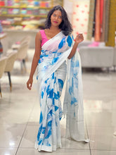 Floral Digital Print Detailed Linen Saree | MR400