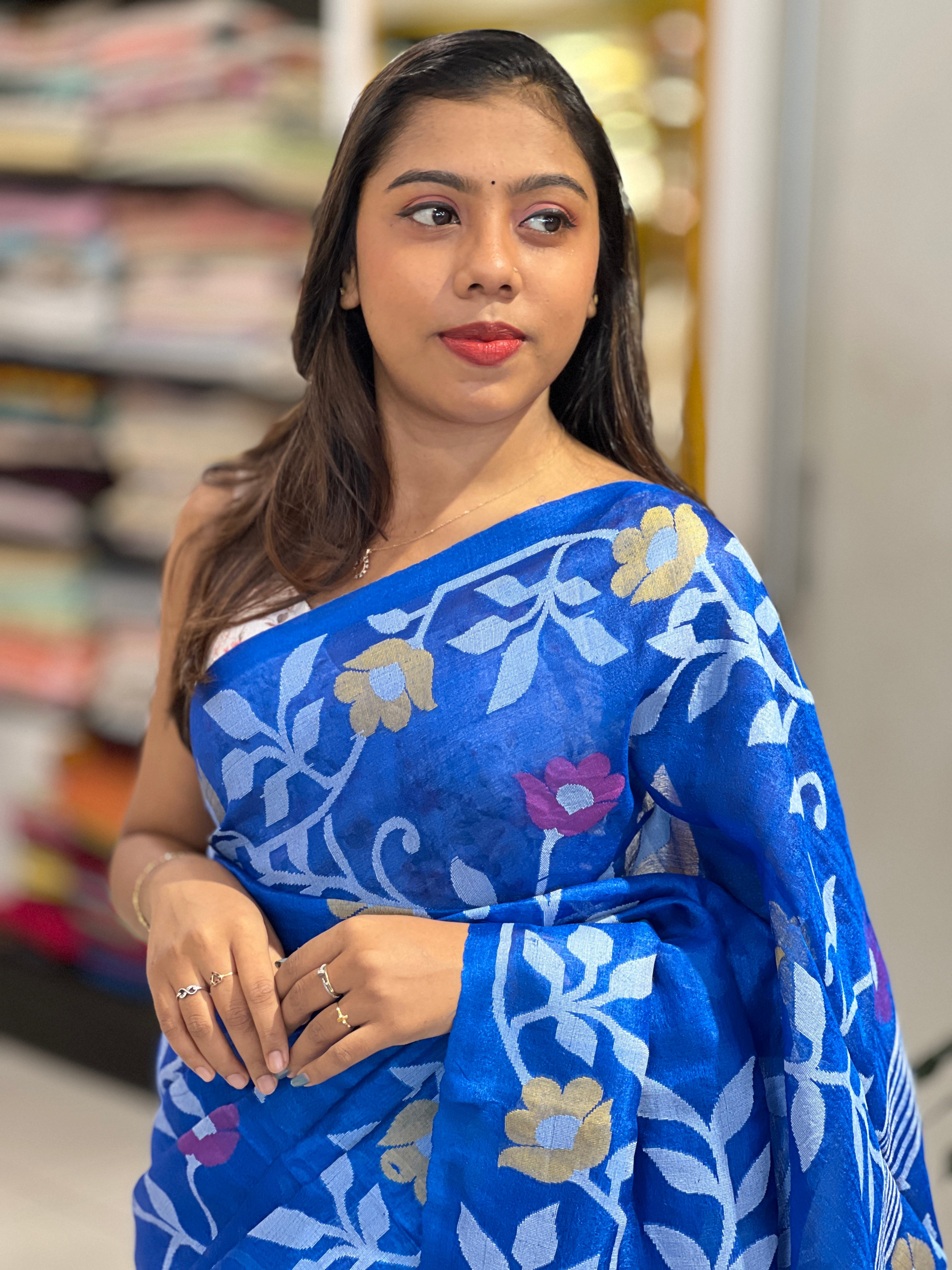 Jamdani Woven Pure Tussar Saree | SKD112