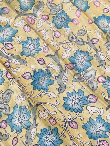 Pen Kalamkari Printed Tussar Material | SBS999