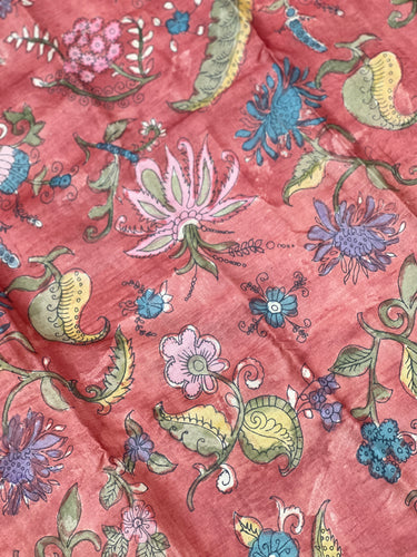 Pen Kalamkari Printed Tussar Material | SBS998