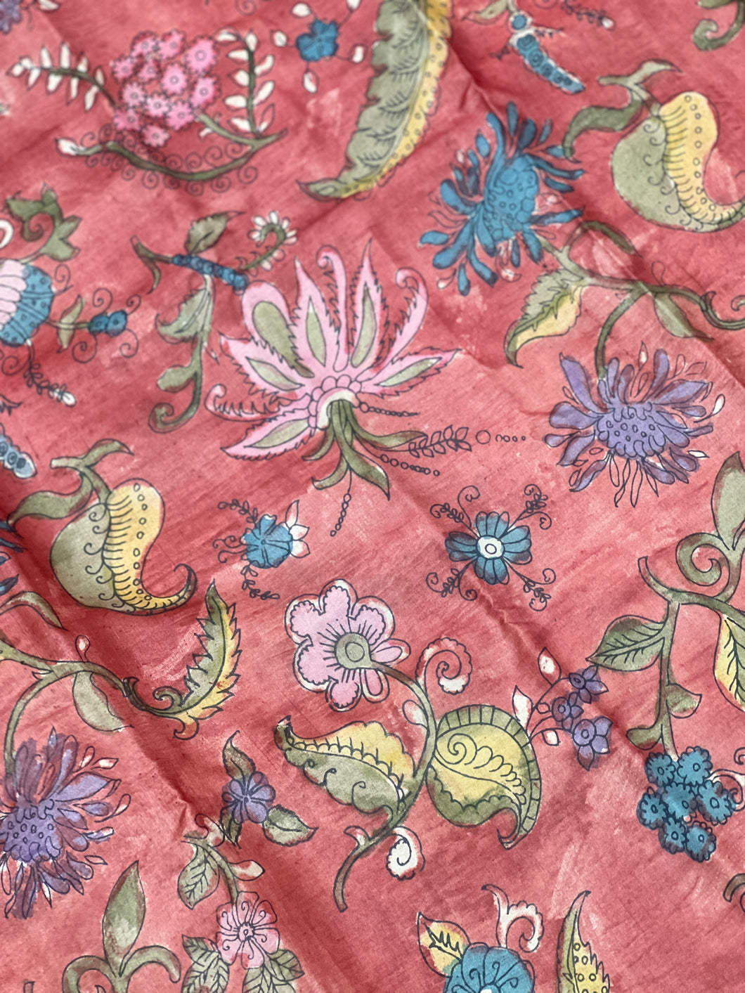 Pen Kalamkari Printed Tussar Material | SBS998
