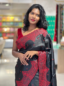 Point Embroidery Detailed Semi Tussar Saree | SUN332