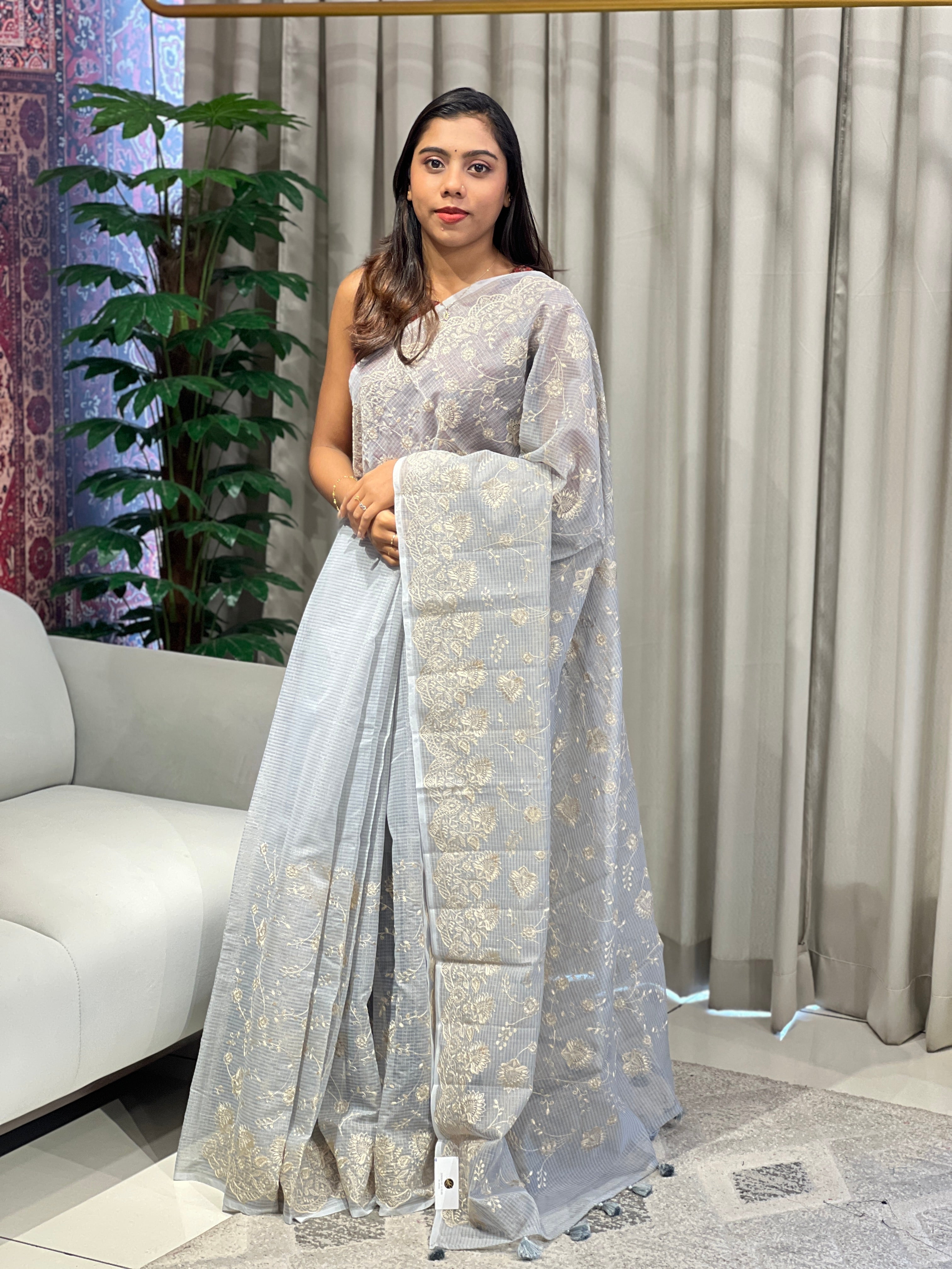 Machine Embroidery Detailed Kota Saree | YNG878