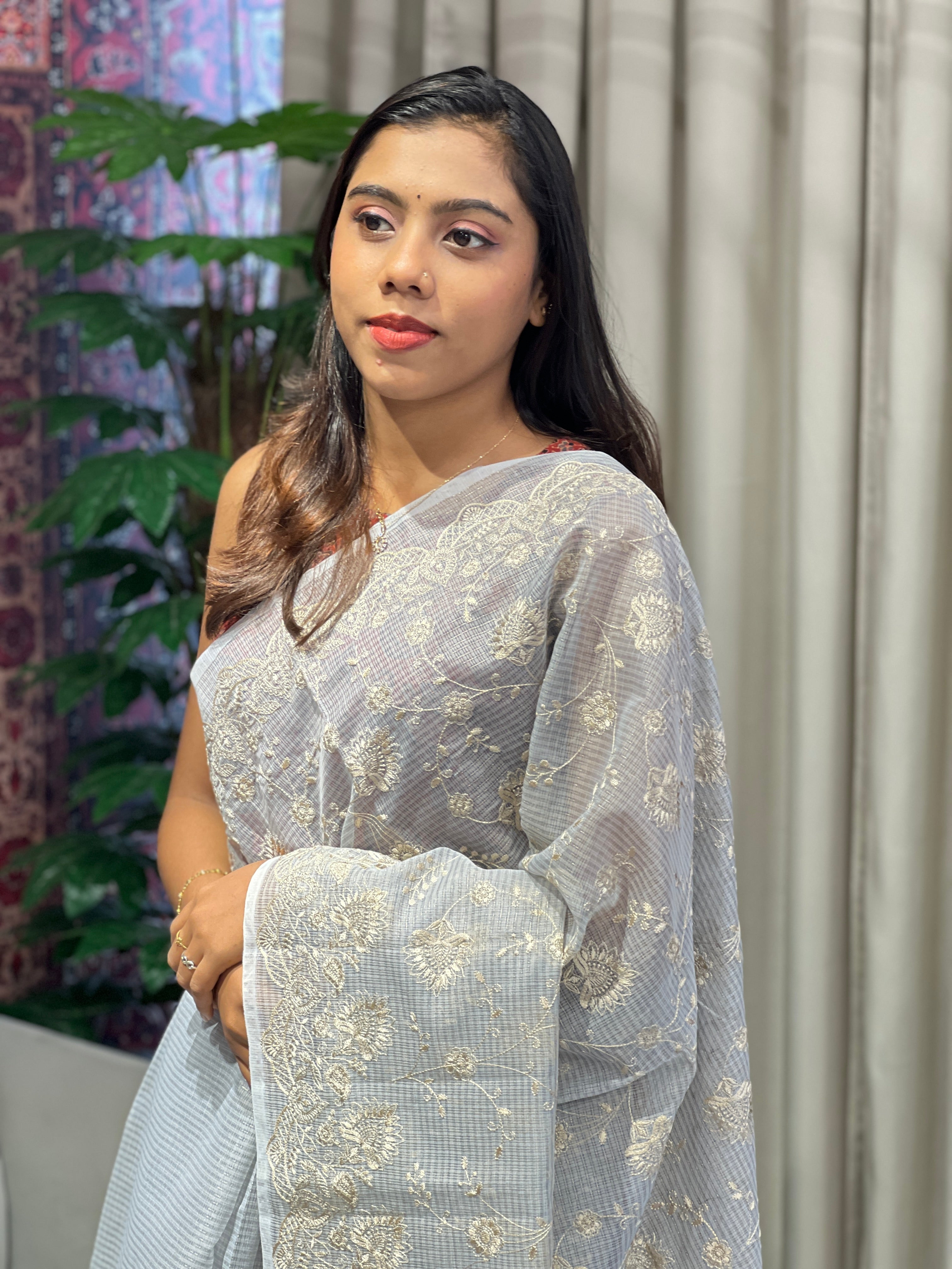 Machine Embroidery Detailed Kota Saree | YNG878