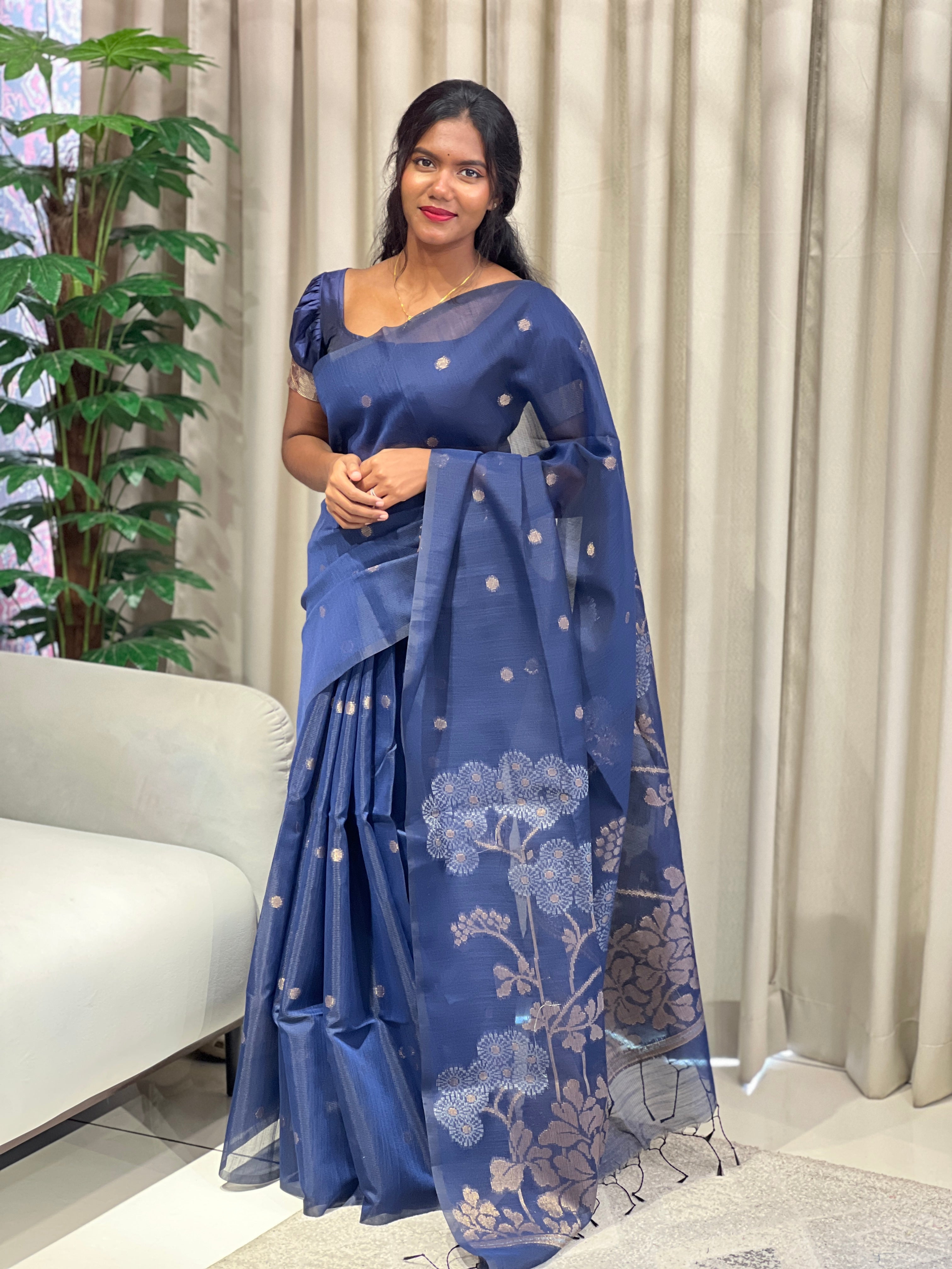 Zari Woven Cotton Silk Saree | YNG1009