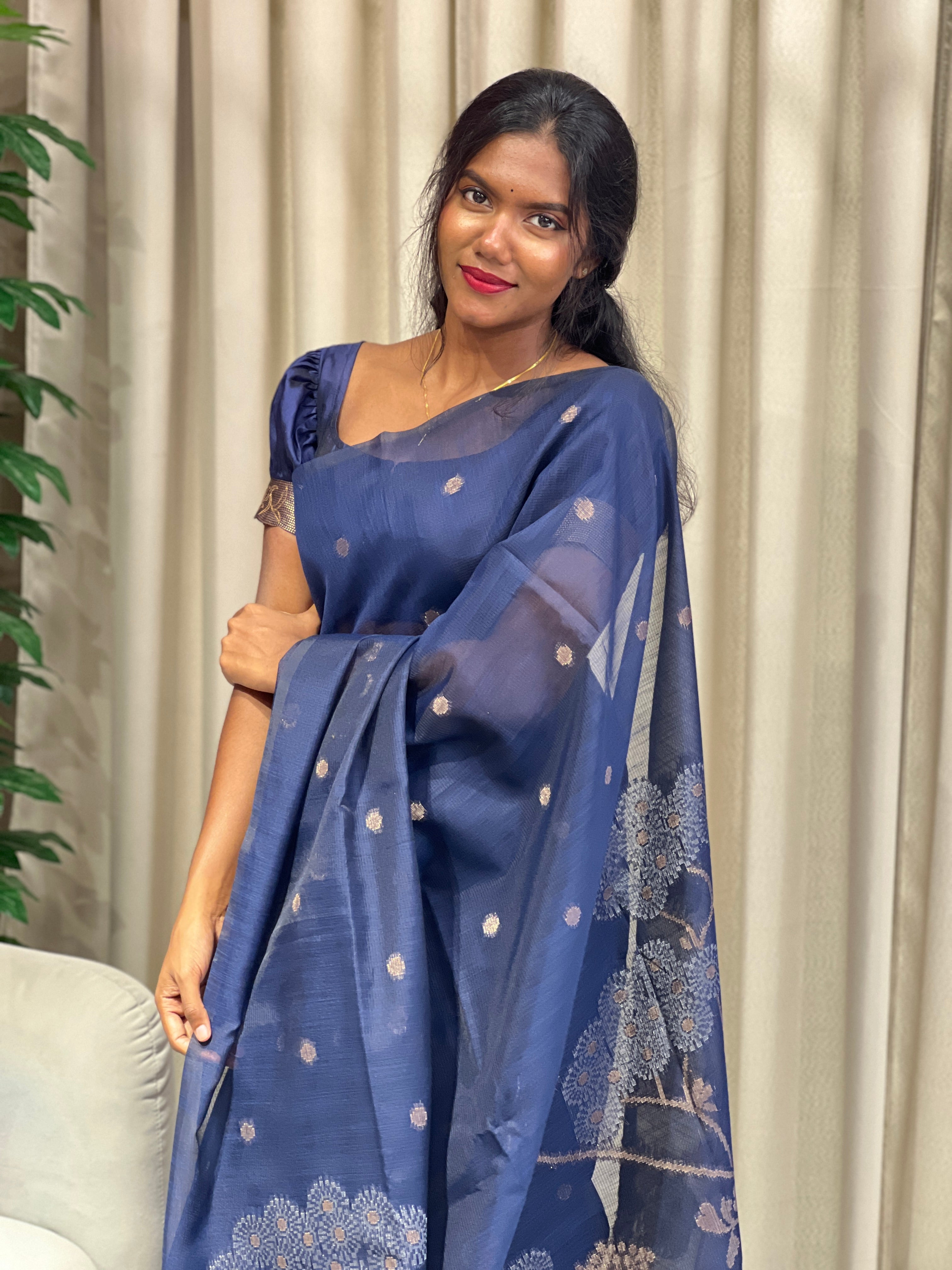 Zari Woven Cotton Silk Saree | YNG1009