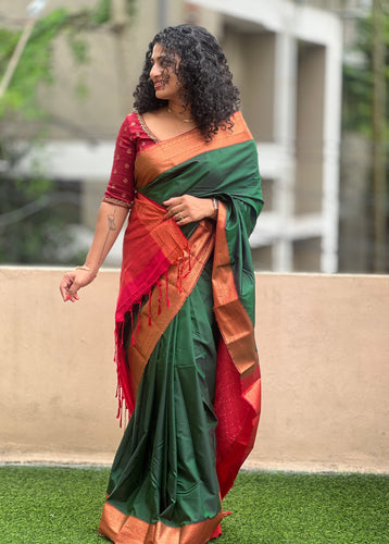 Contrast Border Semi Silk Saree | SKT111