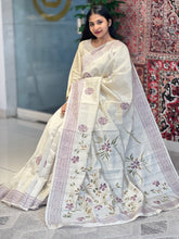 Floral Print With Embroidery Detailed Semi Tussar Saree | SSN183