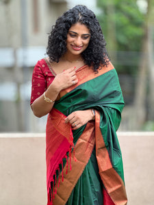 Contrast Border Semi Silk Saree | SKT111