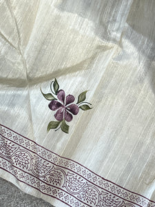 Floral Print With Embroidery Detailed Semi Tussar Saree | SSN183