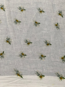 Floral Digital Print Detailed Linen Saree | MR403