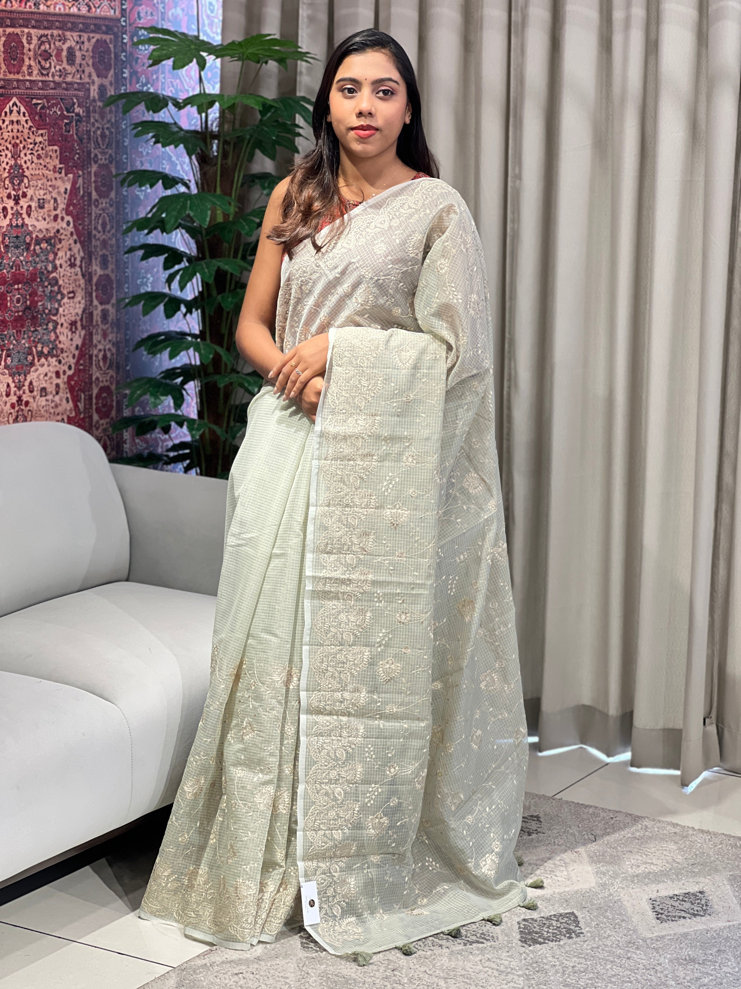 Machine Embroidery Detailed Kota Saree | YNG877