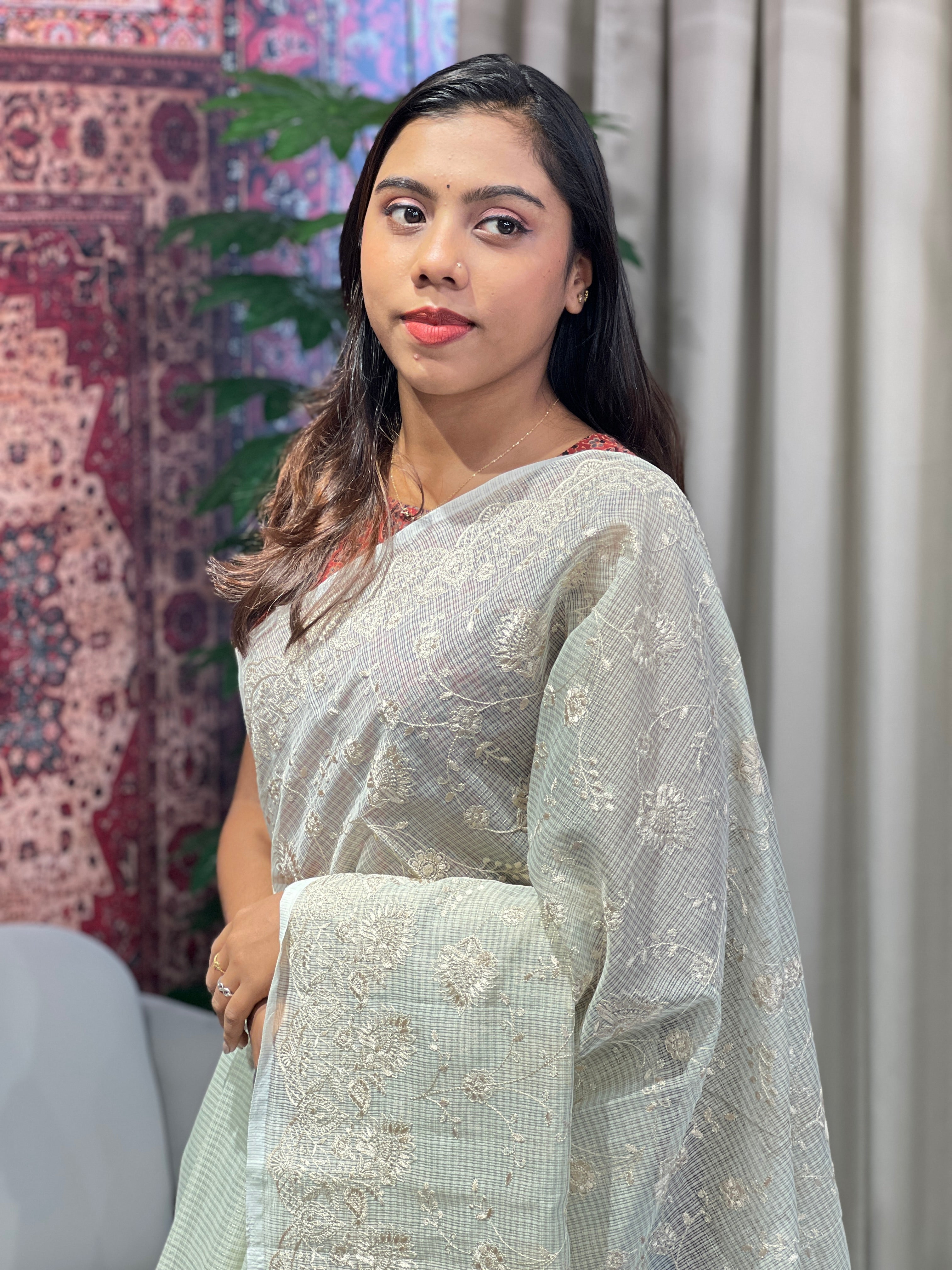 Machine Embroidery Detailed Kota Saree | YNG877