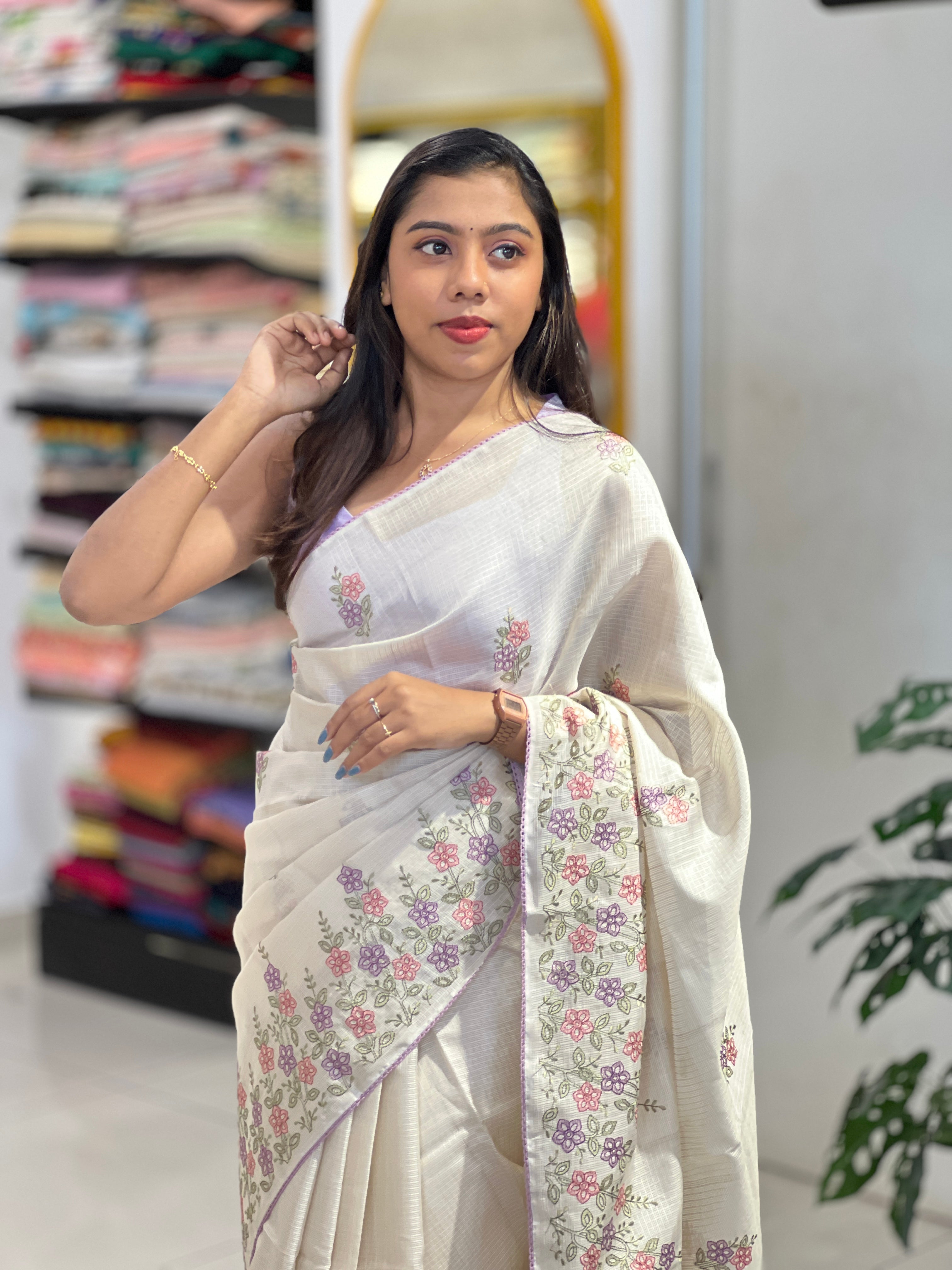 Floral Embroidery Detailed Kota Saree | PKS202