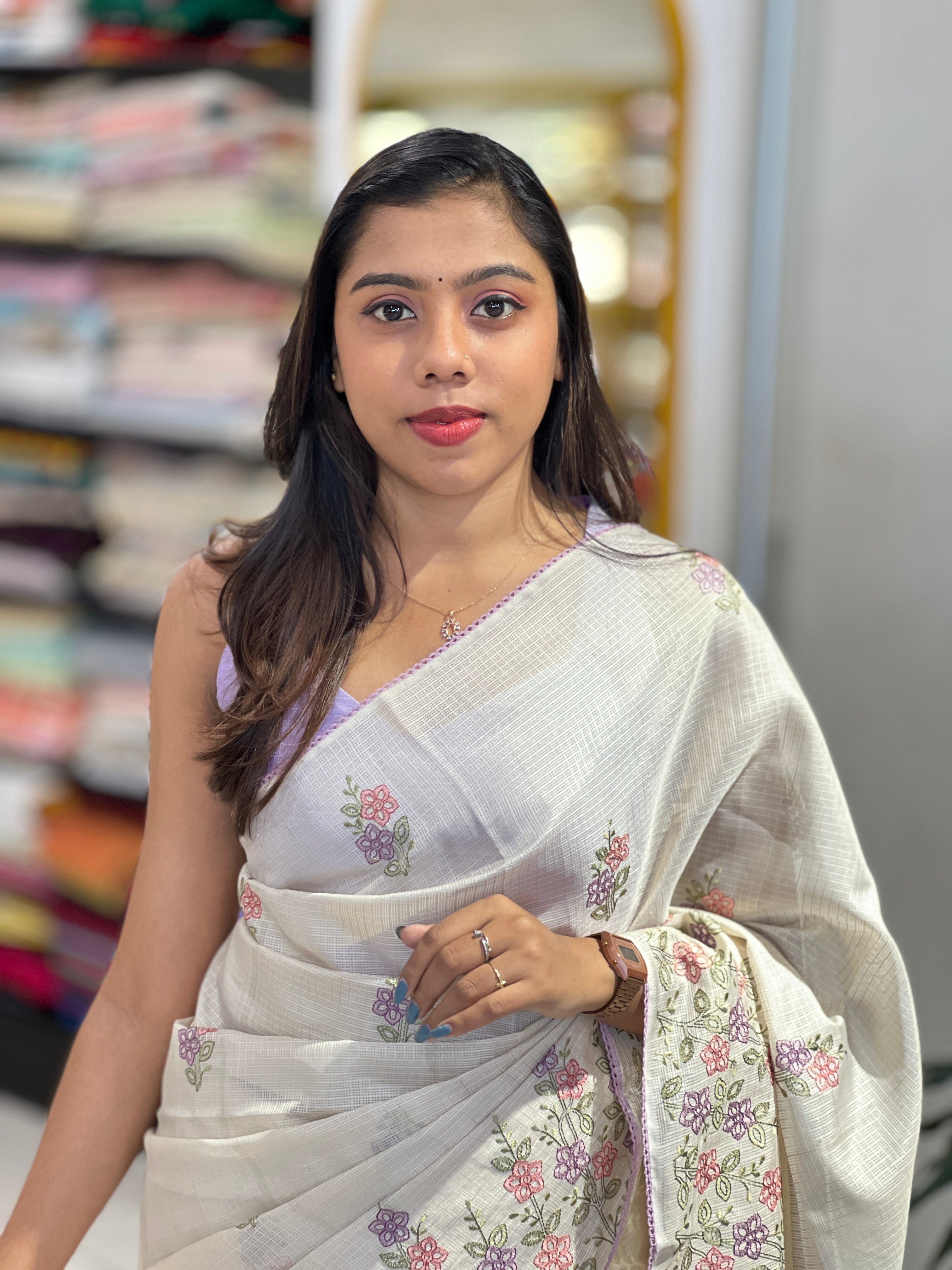 Floral Embroidery Detailed Kota Saree | PKS202