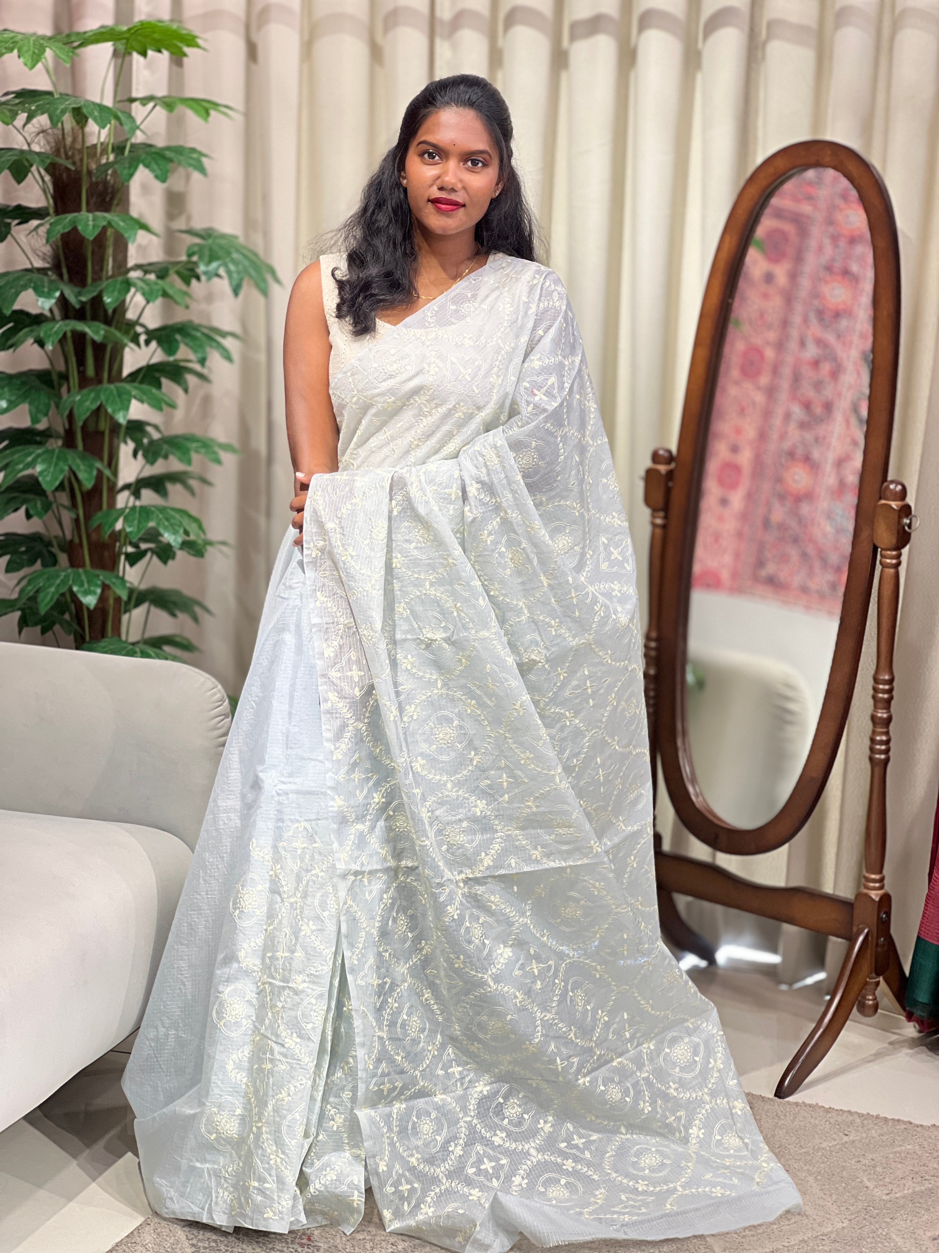 Machine Embroidery Silky Kota Saree | PKS197