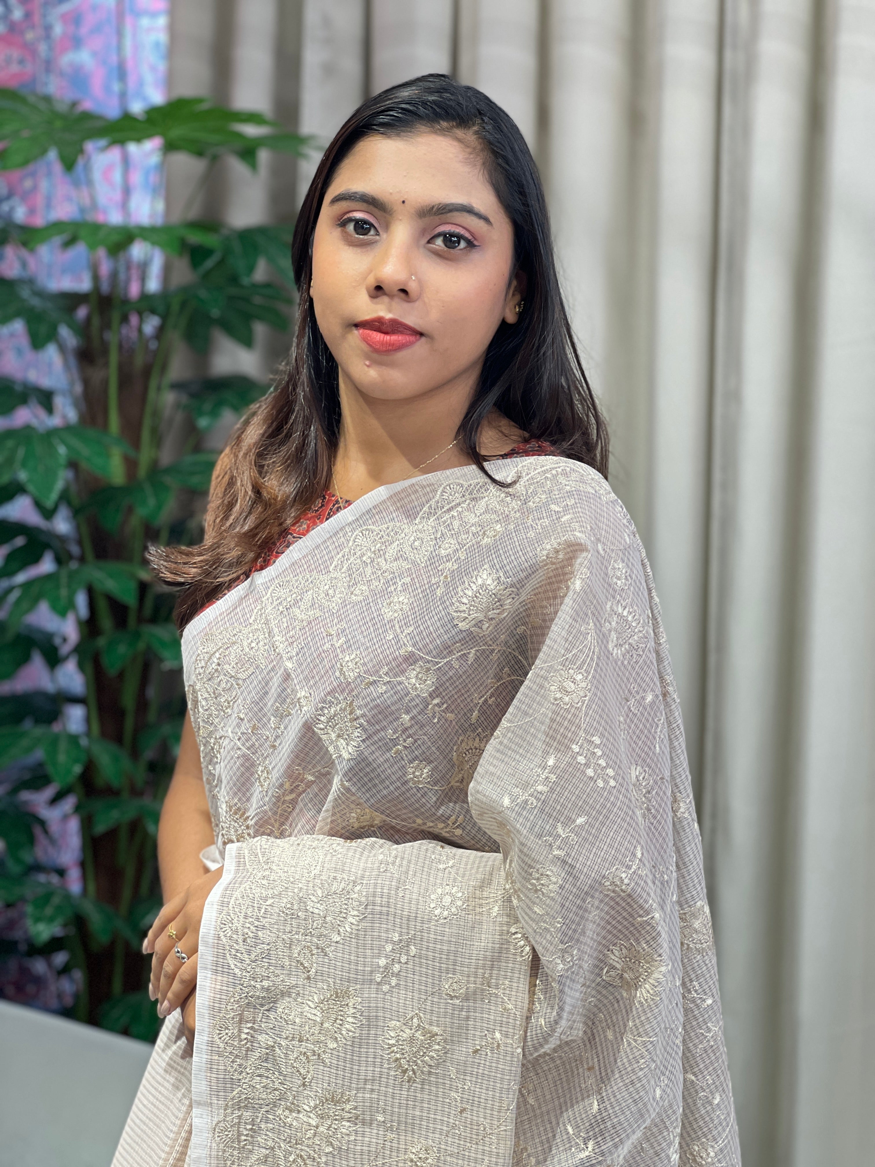 Machine Embroidery Detailed Kota Saree | YNG876