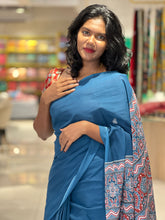 Ajrakh Inspired Print Pattern Cotton Saree |  VFC487