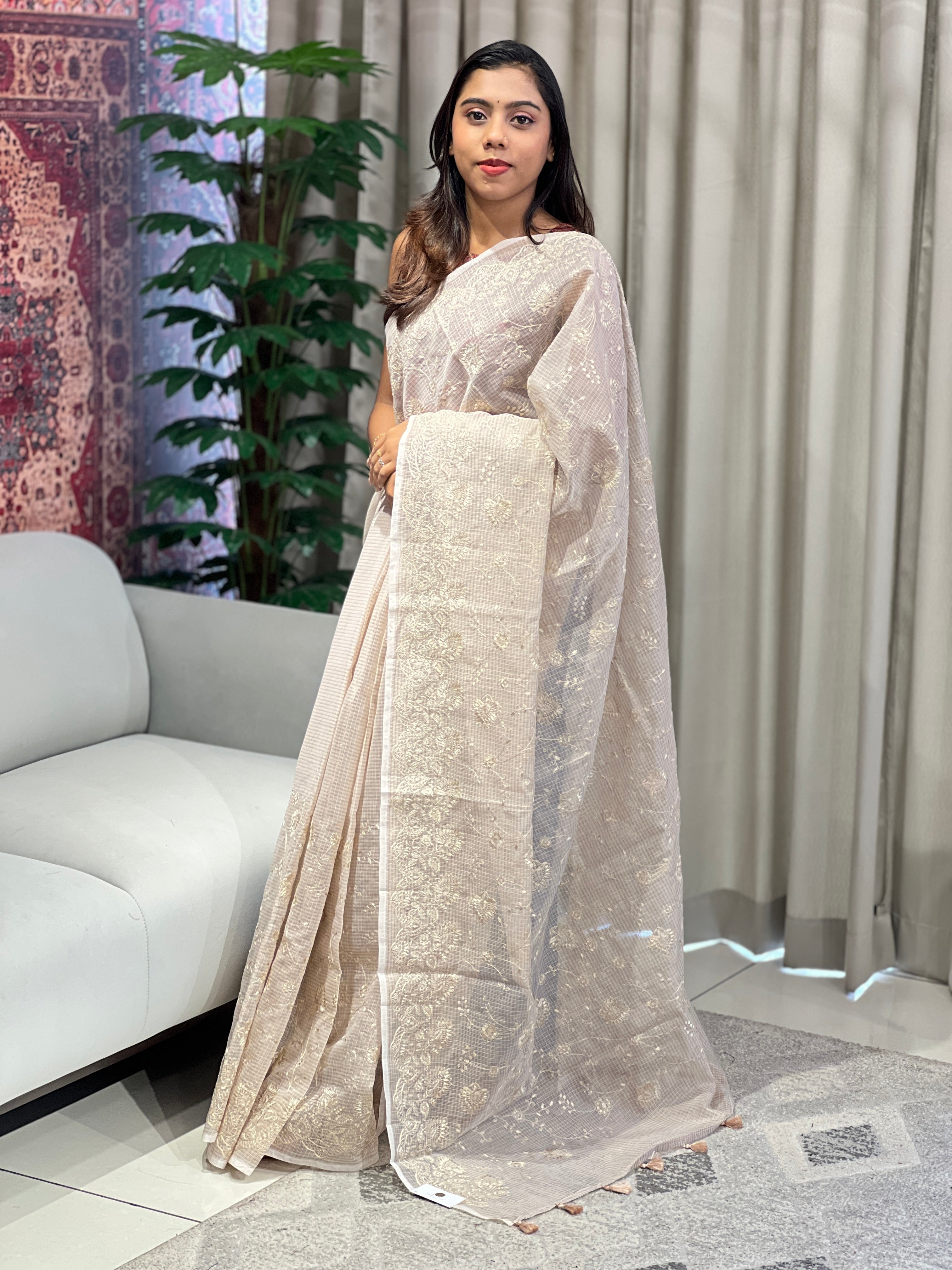 Machine Embroidery Detailed Kota Saree | YNG876