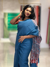 Ajrakh Inspired Print Pattern Cotton Saree |  VFC487