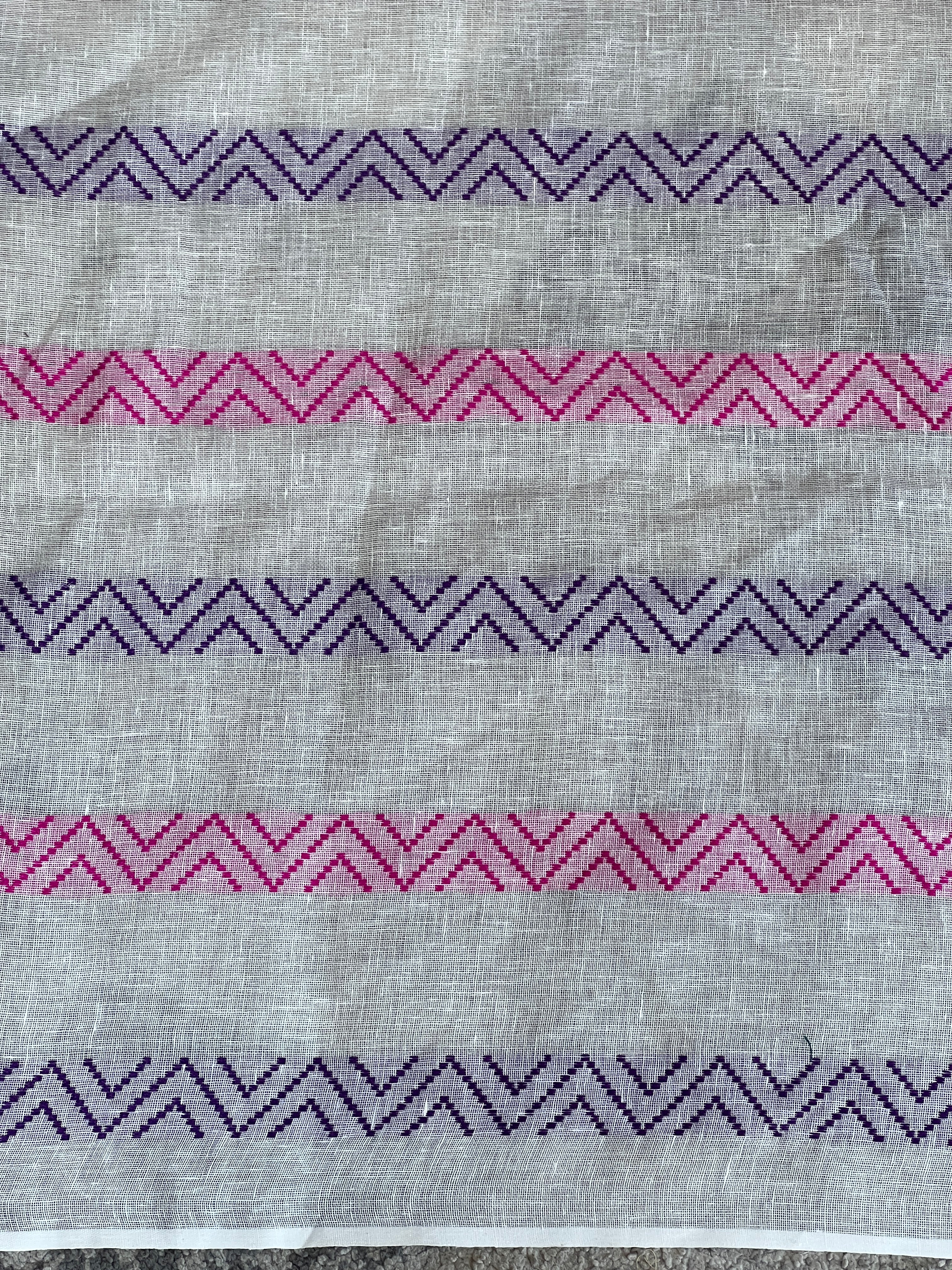 Thread Weaving Pattern Linen Saree | EVA142