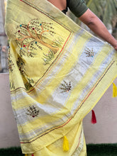 Painted & Hand Embroidery Bagalpuri Linen Saree | RP394