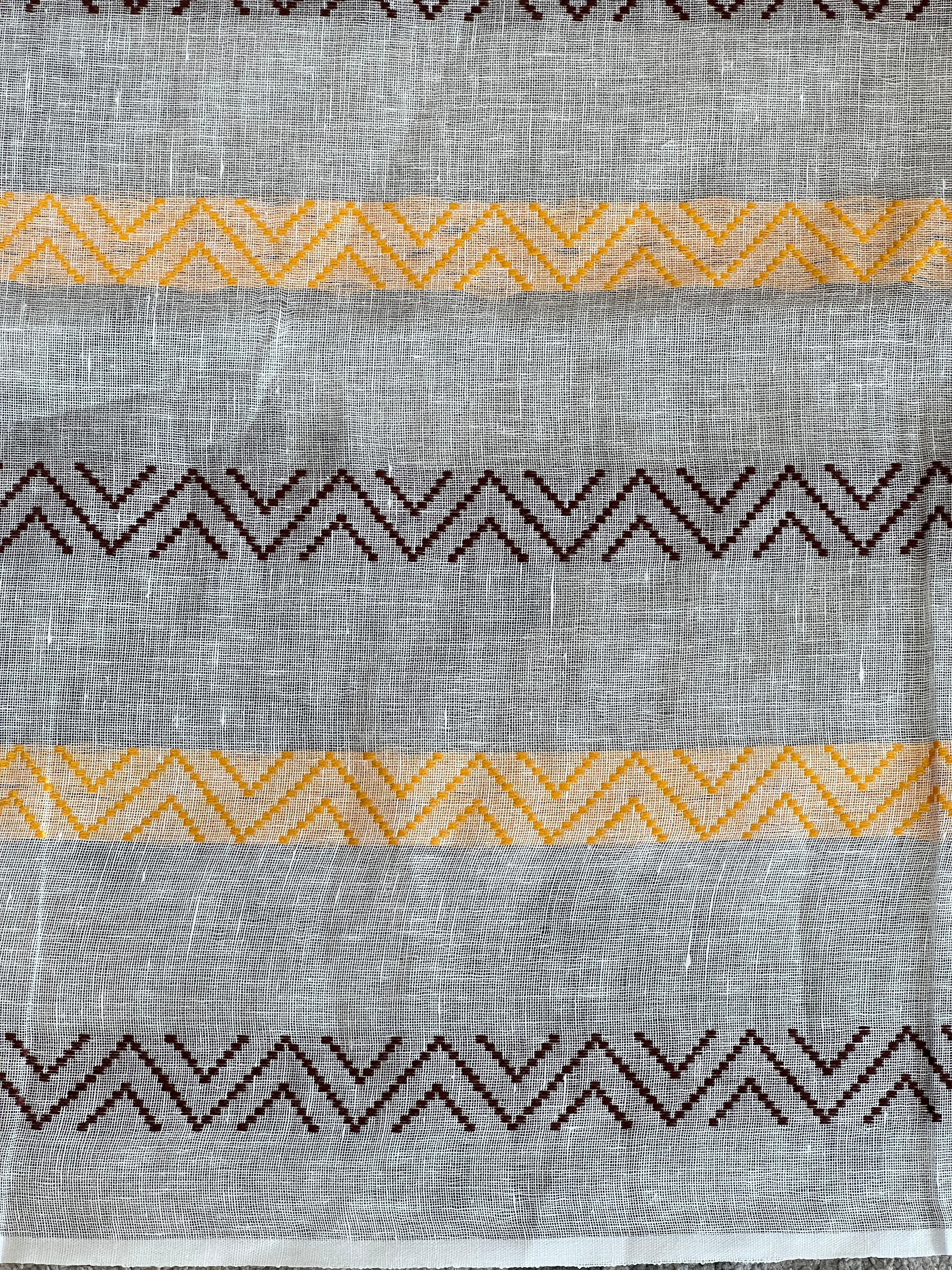 Thread Weaving Pattern Linen Saree | EVA143