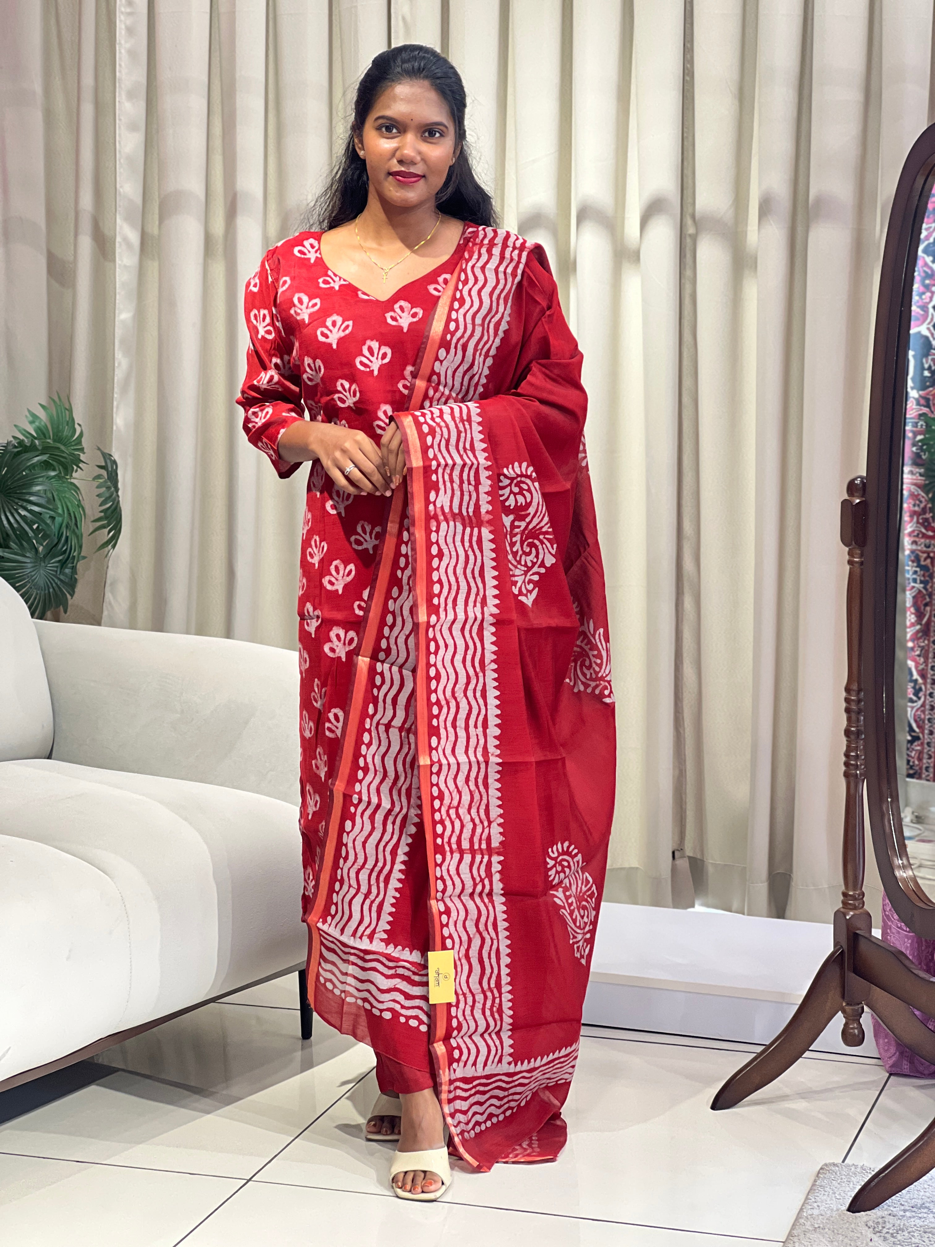 Batik Printed Chanderi Kurtha Sets | SLM201