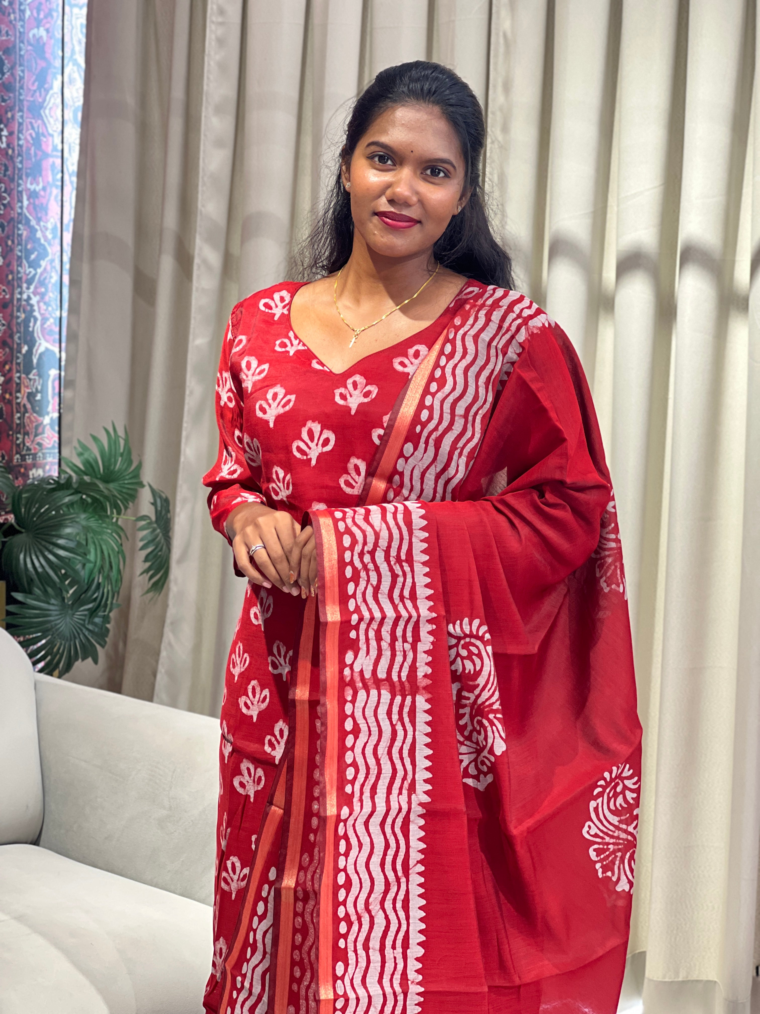 Batik Printed Chanderi Kurtha Sets | SLM201
