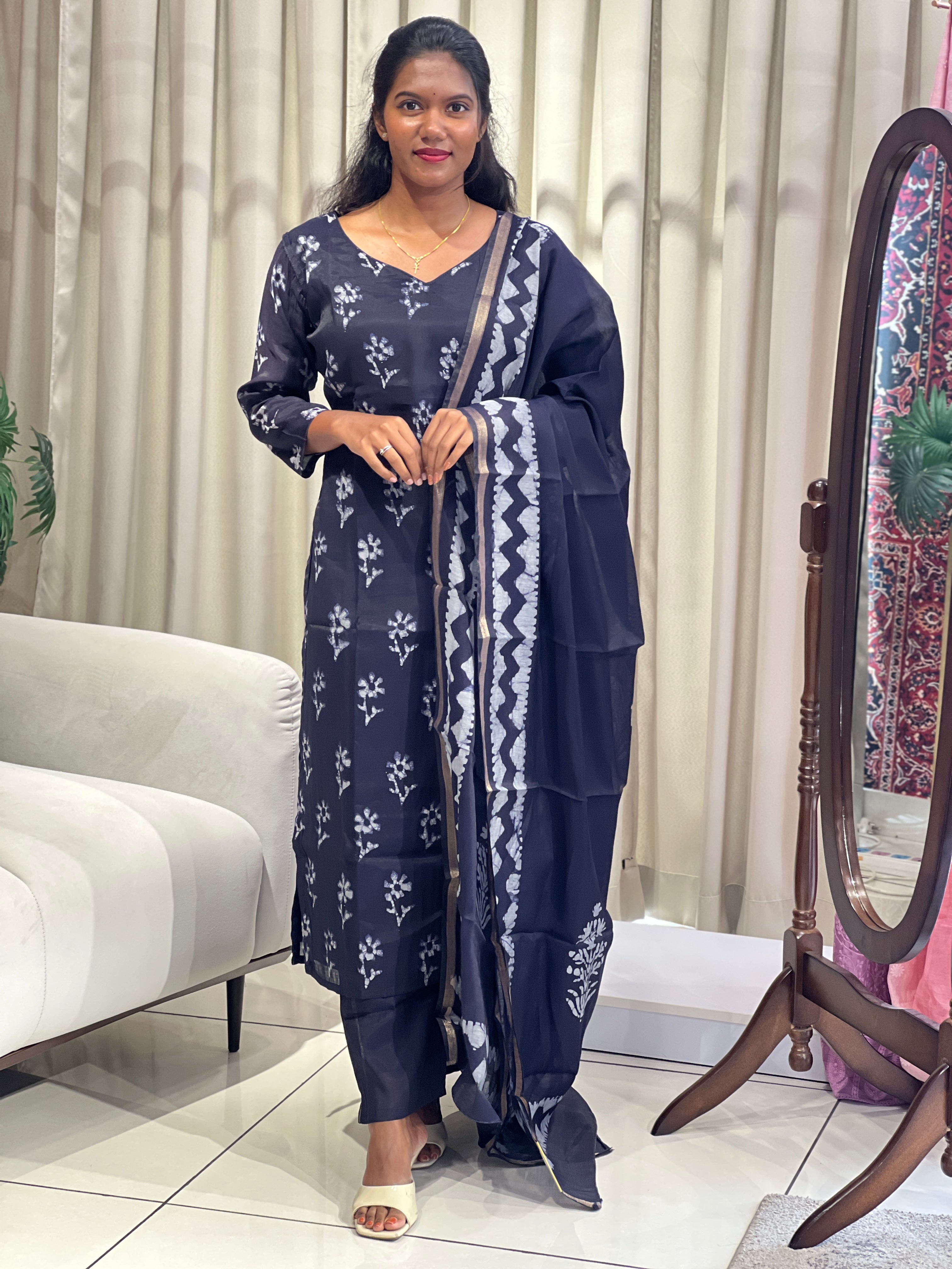 Batik Printed Chanderi Kurtha Sets | SLM200