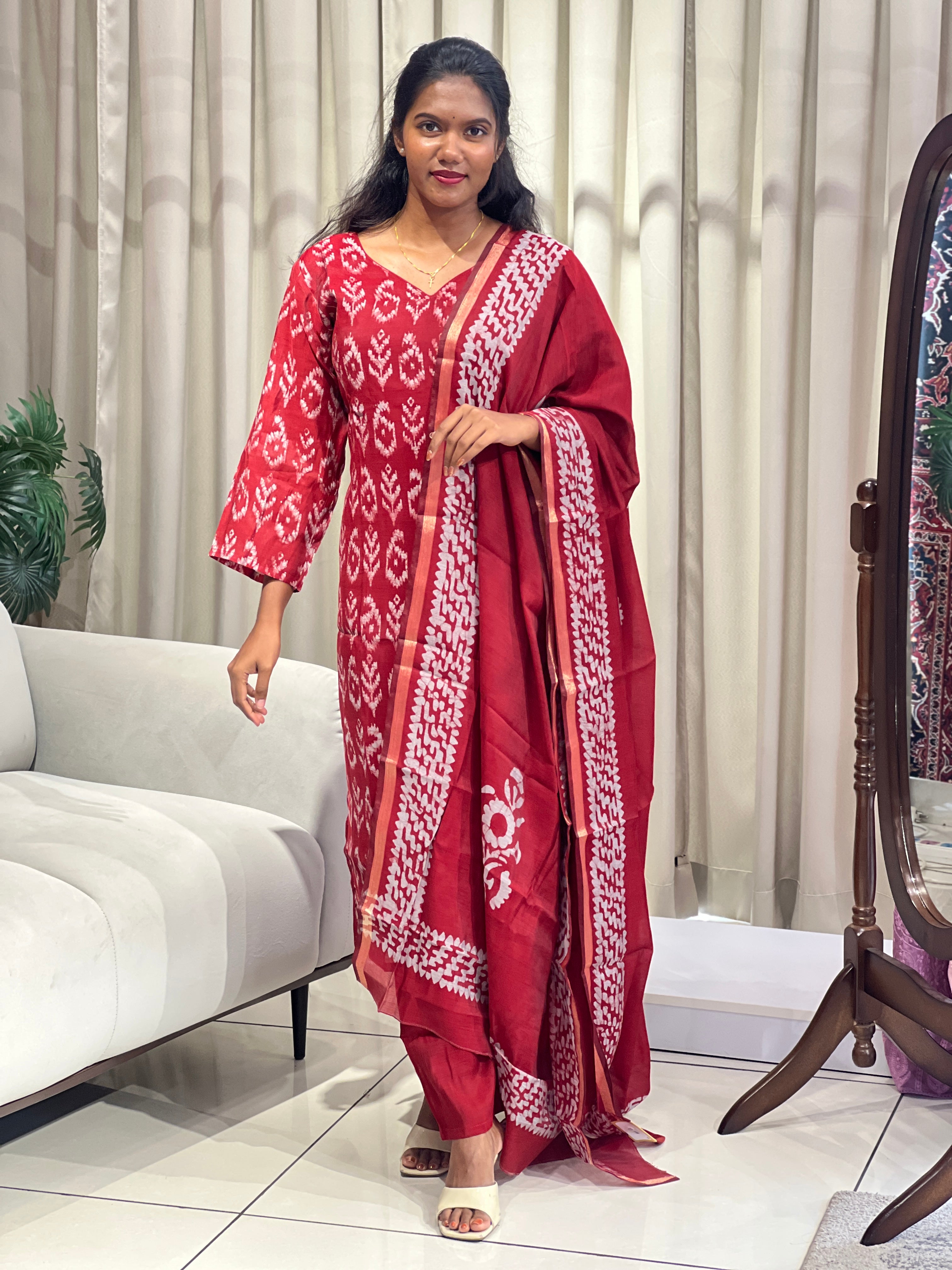 Batik Printed Chanderi Kurtha Sets | SLM203