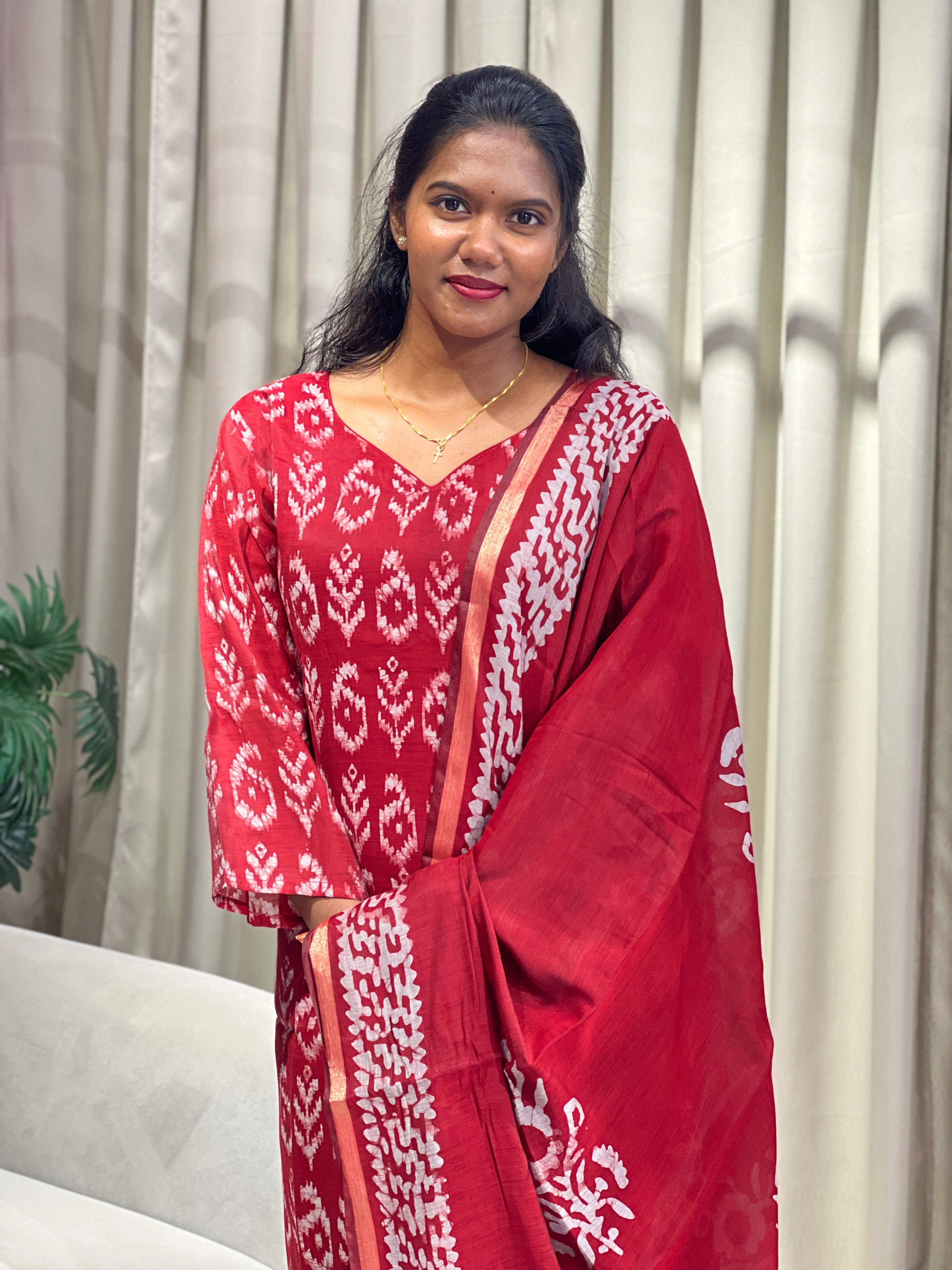 Batik Printed Chanderi Kurtha Sets | SLM203