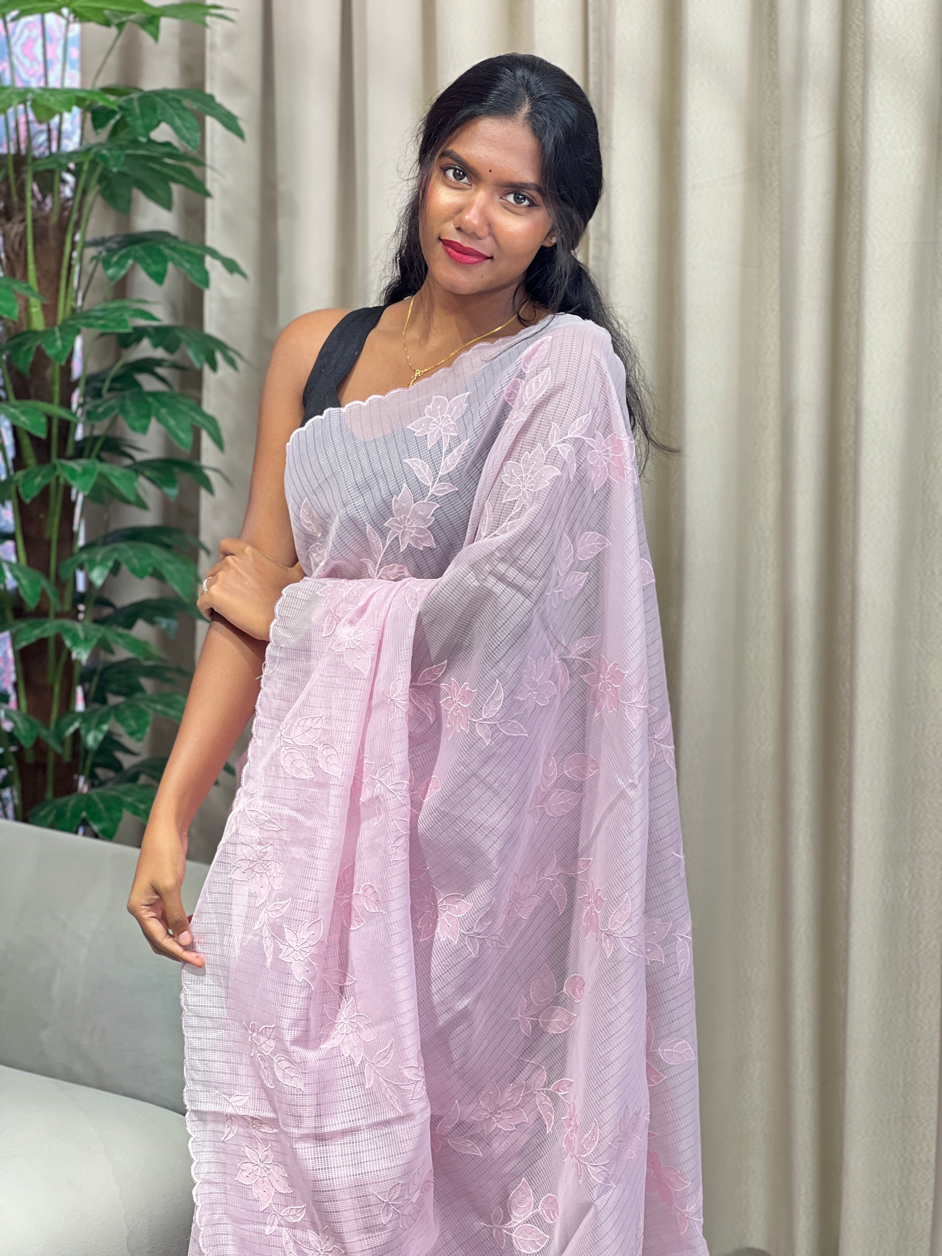 Floral Applique Detailed Supernet Kota Saree | YNG959