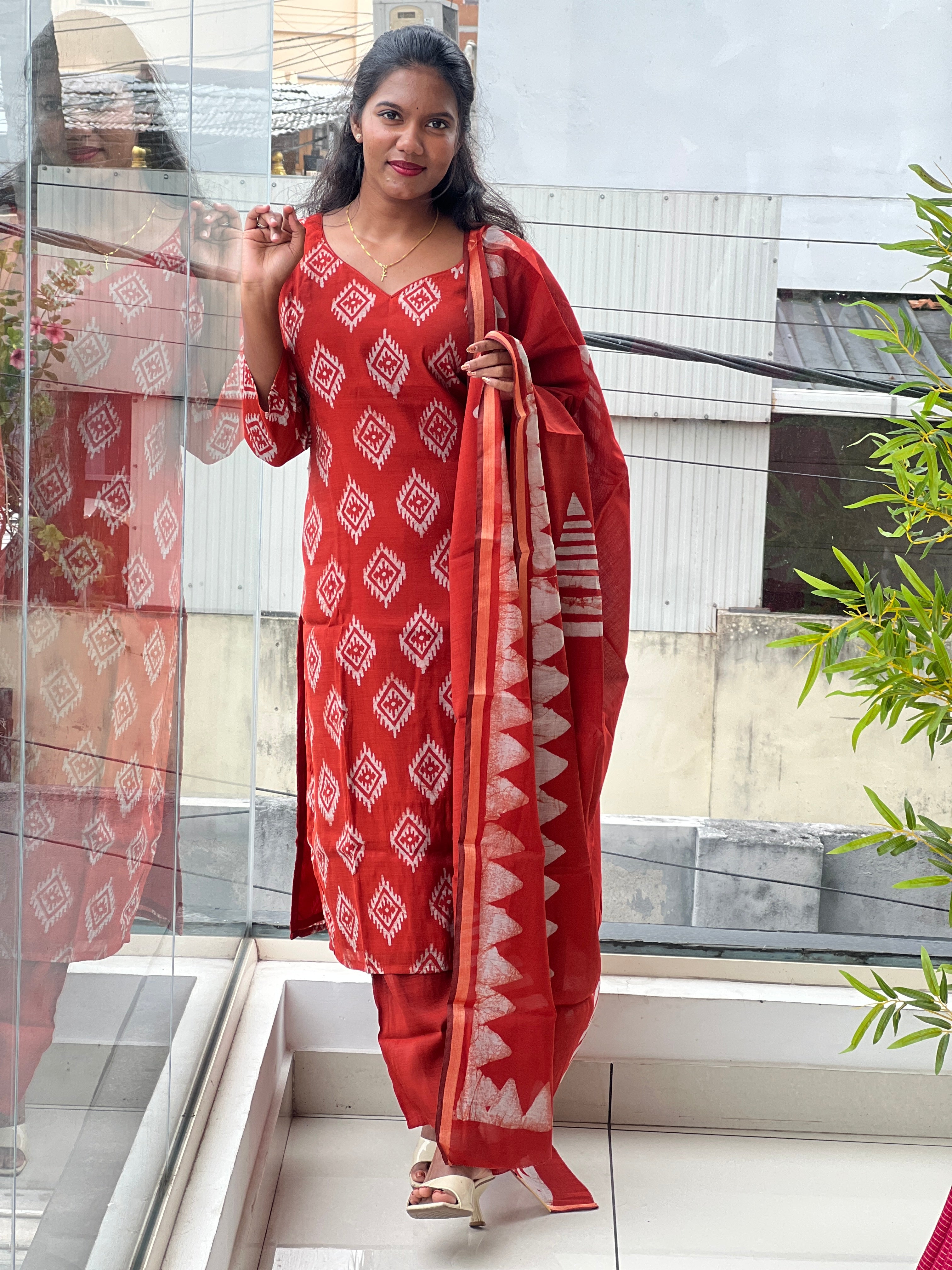 Batik Printed Chanderi Kurtha Set | SLM202