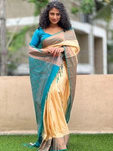 Geometrical Weaving Border Semi Silk Saree | SKT102