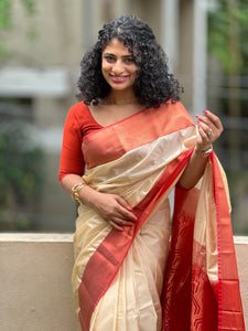 Geometrical Weaving Border Semi Silk Saree | SKT103