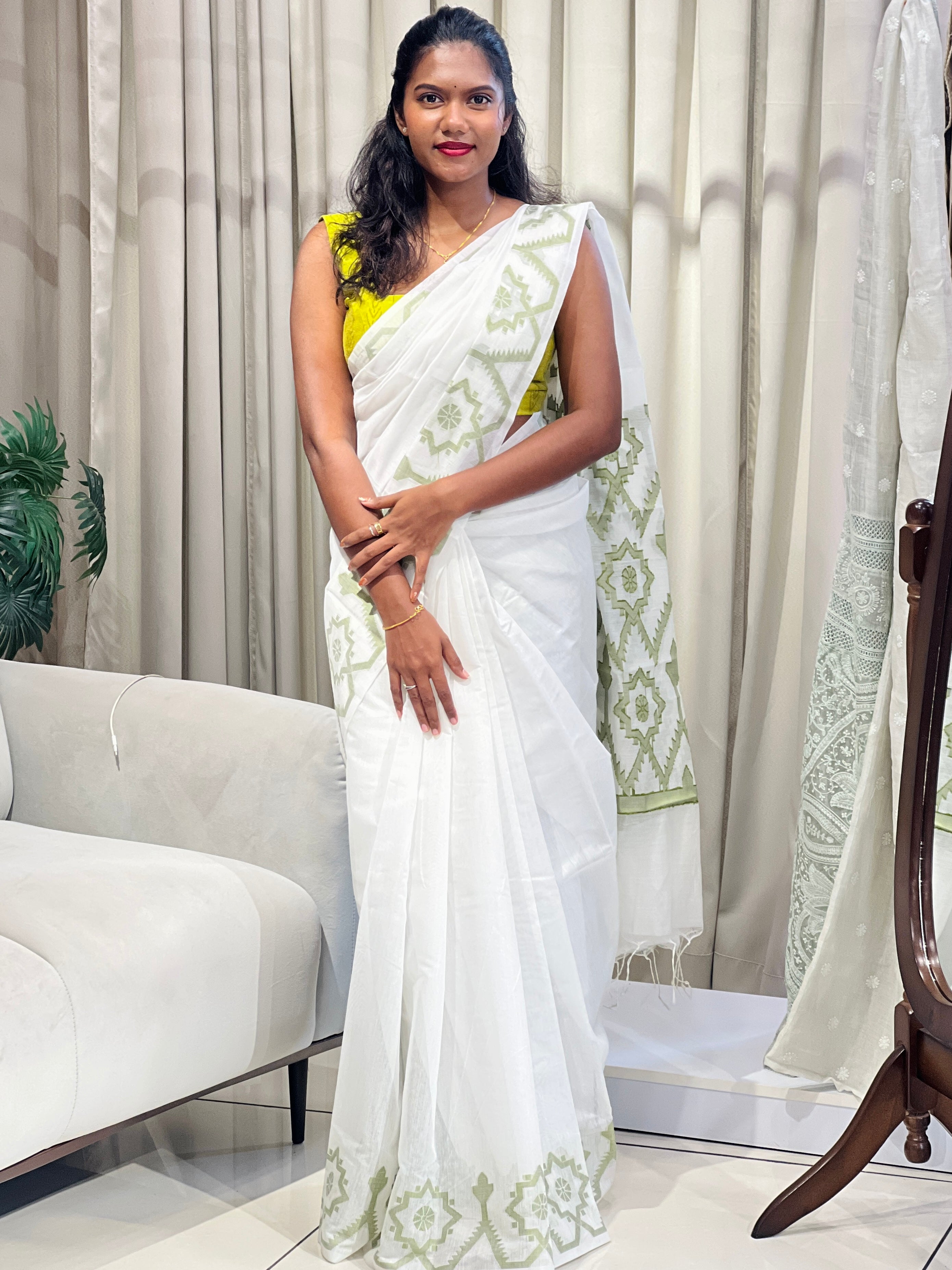 Jamdani Woven Chanderi Finish  Saree | PKS214