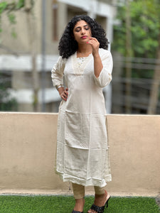 Embroidery Detailing Kora Cotton Kurta | RGA241