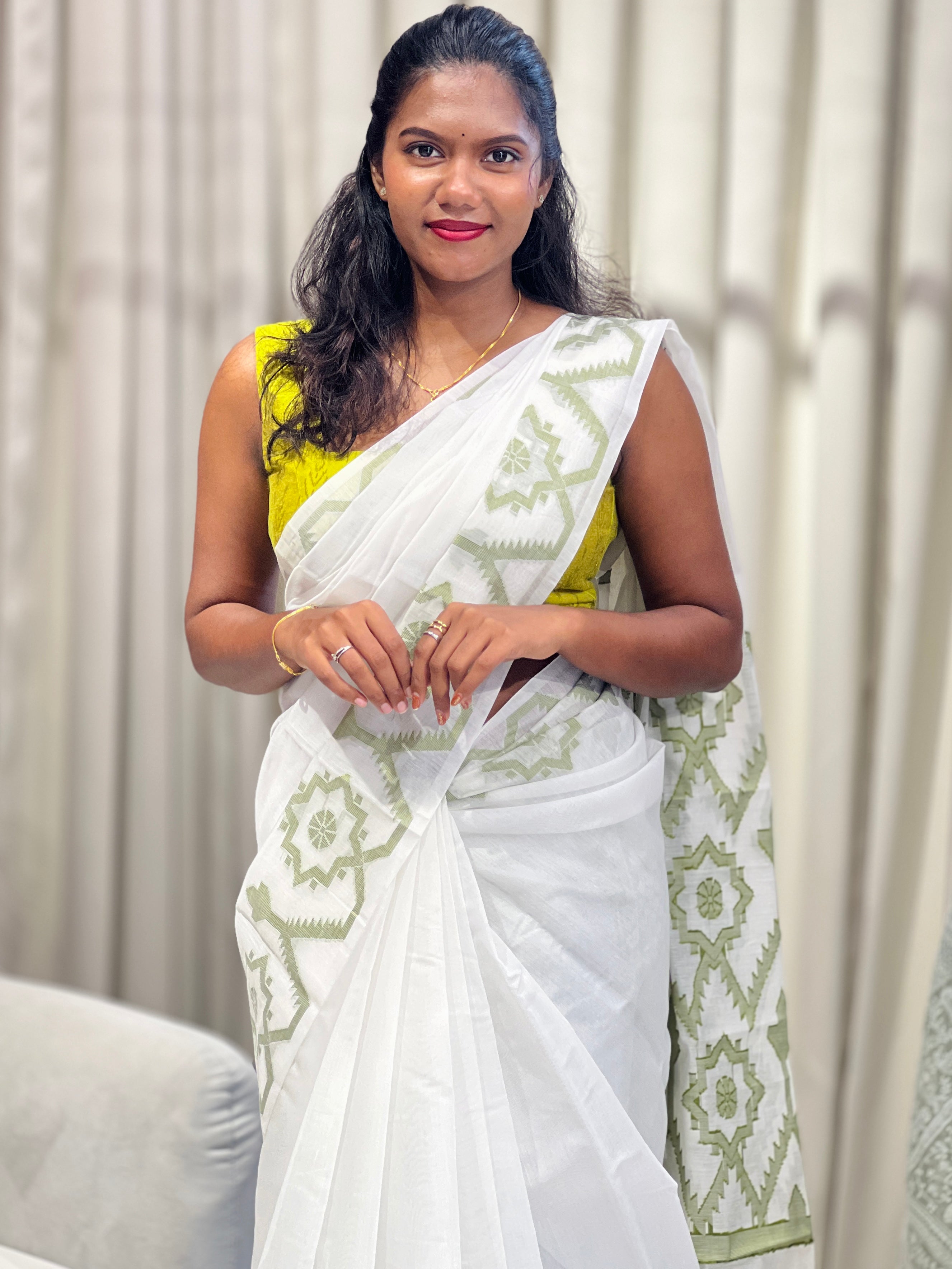 Jamdani Woven Chanderi Finish  Saree | PKS214