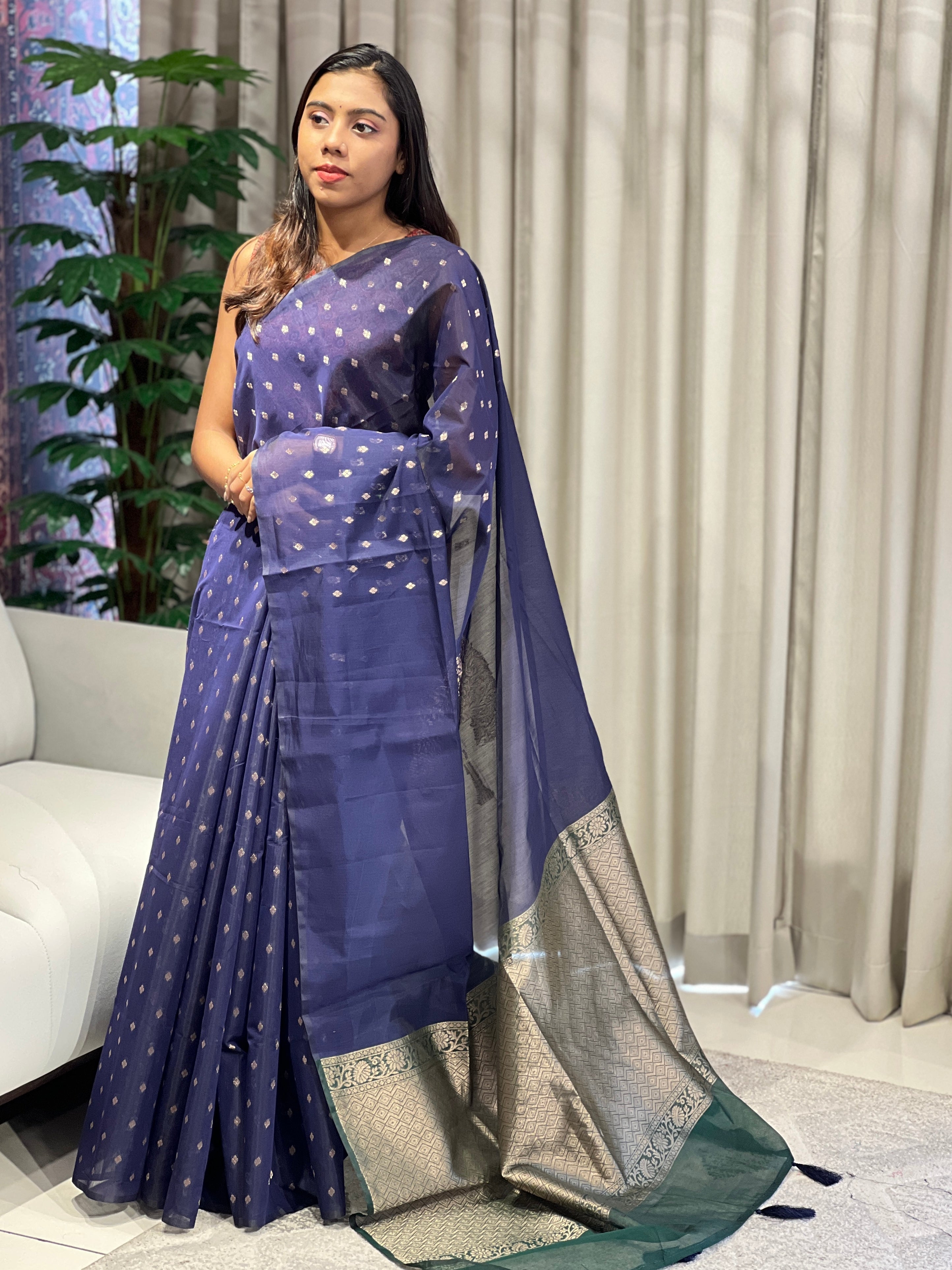 Zari Woven Cotton Silk Saree | YNG1018